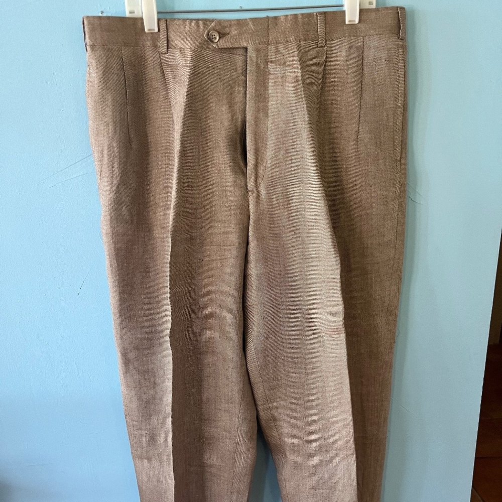Vintage Barry Bricken Wool Pants Tan Khaki/Brown Mens 36x28
